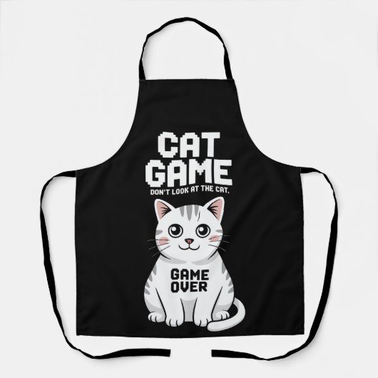 猫ゲーム 猫を見すぎないで 面白い エプロン (正面)