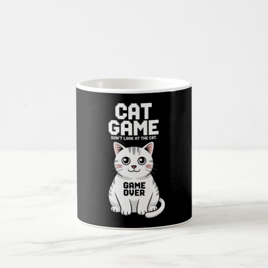 猫ゲーム 猫を見すぎないで 面白い コーヒーマグカップ (中央)