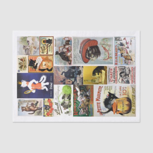 猫コラージュを使ビクトリアンった本物の（AIではない）広告 薄葉紙 (正面)