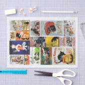 猫コラージュを使ビクトリアンった本物の（AIではない）広告 薄葉紙 (クラフト)