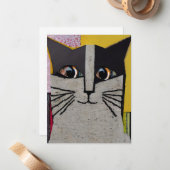 猫コラージュ・アートのポートレート ノートカード (正面/裏面インサイチュ)