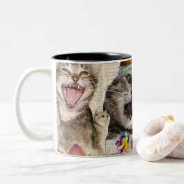 猫コラージュ コーヒーマグ ツートーンマグカップ
