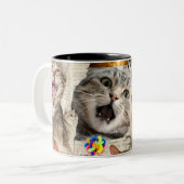 猫コラージュ コーヒーマグ ツートーンマグカップ (正面左)