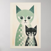 猫コンテンポラリーポスター ポスター (正面)
