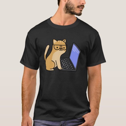 猫コンピュータ猫の飼い主ゲーマーおもしろい猫Fユーモアのある Tシャツ (正面)