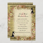 猫コーヒー愛好家コラージュスタイルの結婚式招待状 招待状 (正面/裏面)