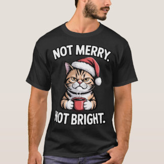 猫コーヒー、反クリスマスデザイン Tシャツ