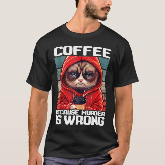 猫コーヒー 殺人が間違っているからコーヒーを飲む タンクトップ (正面)