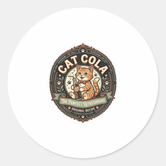 猫コーラ 猫 ソーダ ポップ 飲料 ラベル 猫 ビンテージ V (正面)
