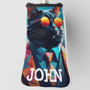 猫ゴルクールフおもしろいヘッドカバパーソナライズされたー ゴルフヘッドカバー