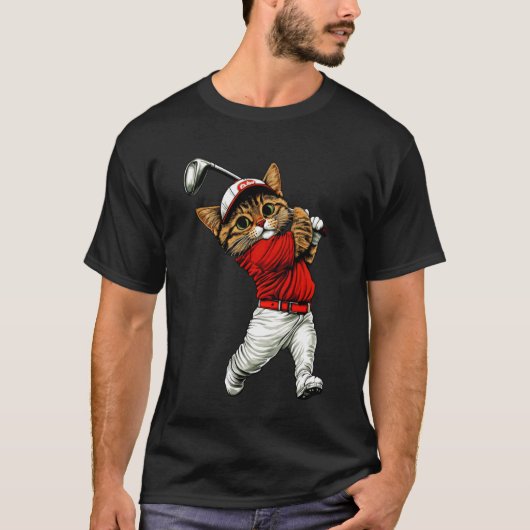 猫ゴルファーロンTシャツ Tシャツ (正面)