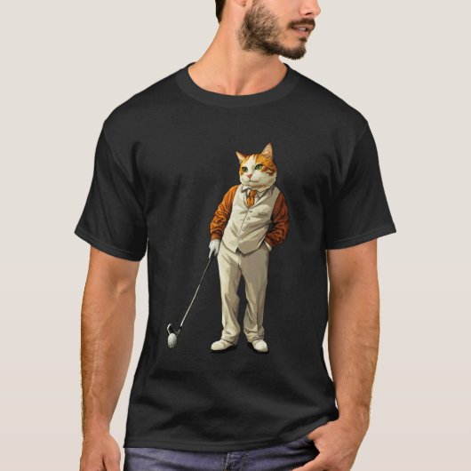 猫ゴルファー Tシャツ (正面)