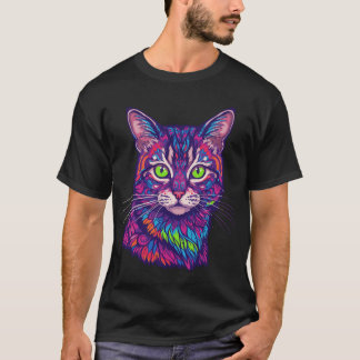 猫サイケデリックイラストレーション Tシャツ