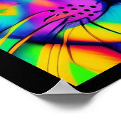 猫サイケデリック幻想紫明るい赤紫色緑 ポスター (角)