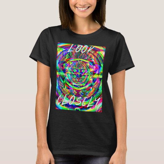 猫サイケデリック特大ティー Tシャツ (正面)