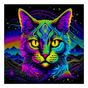 猫サイケデリック ポスター