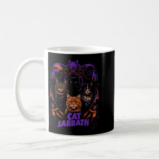 猫サバスCat Sabbath ネコメタルバンドのパロディ コーヒーマグカップ (左)