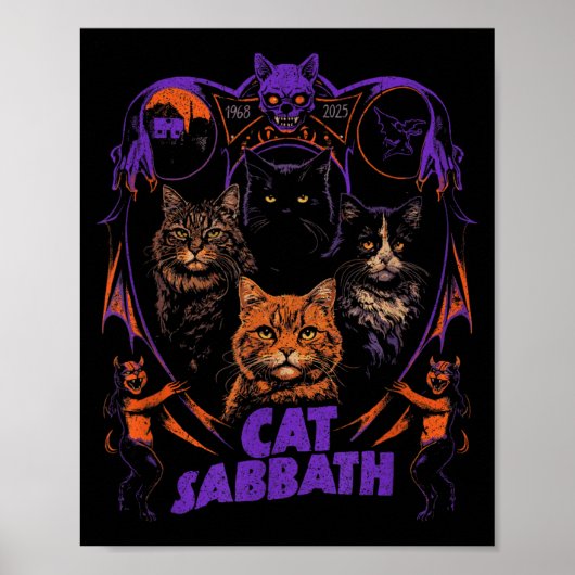 猫サバスCat Sabbath ネコメタルバンドのパロディ ポスター (正面)