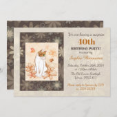 猫サプライズ40歳誕生日パーティー 招待状 (正面/裏面)