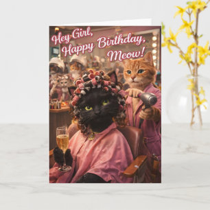 猫サロンデザインの「ねぇ女の子、お誕生日おめでとうにゃ」 カード