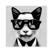 猫サングラスゴムクールスタンプ ラバースタンプ (インプリント)