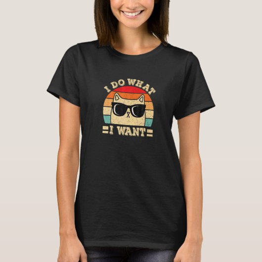 猫サングラスレトロヴィンテージ Tシャツ (正面)