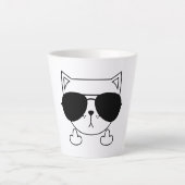 猫サングラス中指 カフェラテマグ (正面)