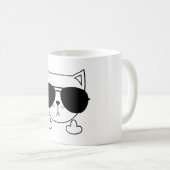 猫サングラス中指 コーヒーマグカップ (正面右)
