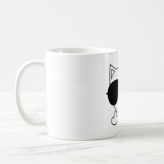 猫サングラス中指 コーヒーマグカップ (左)