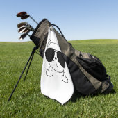 猫サングラス中指 ゴルフタオル (グリーン)