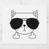 猫サングラス中指 スパークリングワインラベル (シングルラベル)