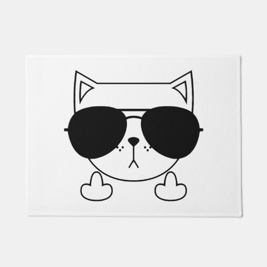 猫サングラス中指 ドアマット (正面)