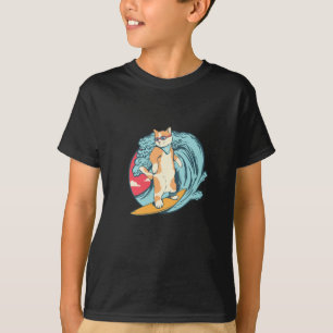猫サーフィン Tシャツ
