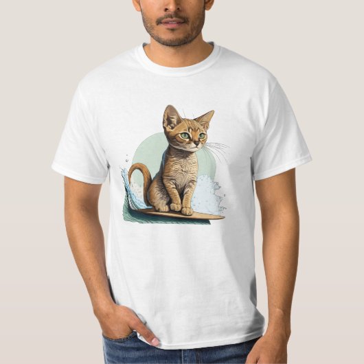 猫サーフィンTシャツ Tシャツ (正面)
