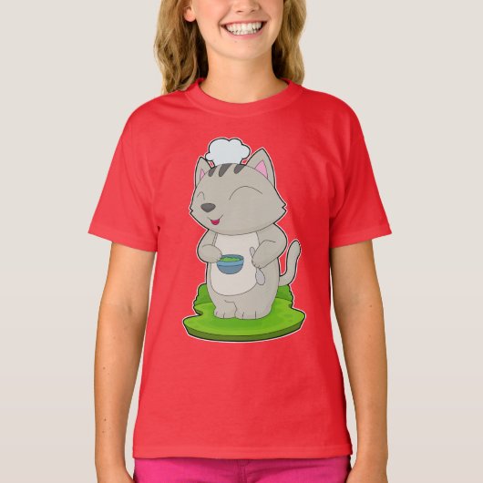 猫シェフボウル調理 Tシャツ (正面)