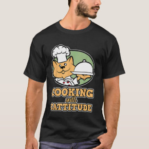 猫シェフ料理Tシャツ メンズ 料理はキャットティチュードで Tシャツ