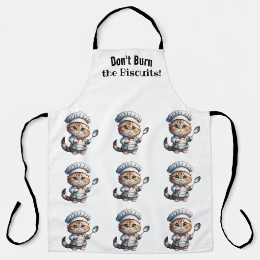 猫シェフ間抜けオールオーバープリントエプロン エプロン (正面)