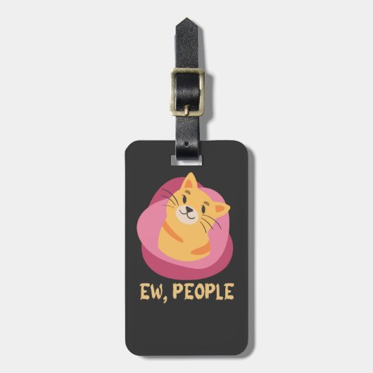 猫シャツ、黒猫、猫好きTシャツ、猫おもしろい ラゲッジタグ (正面縦)