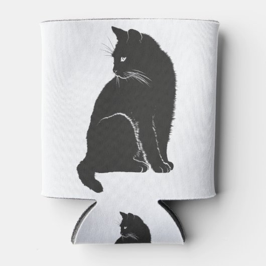 猫シャドーシルエット黒動物 缶クーラー (正面)