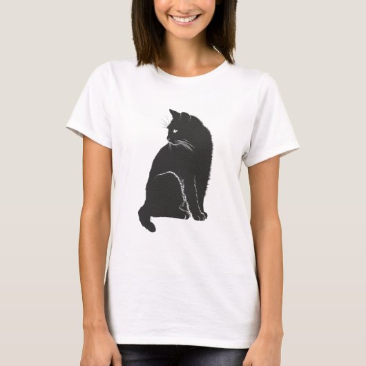 猫シャドーシルエット黒動物 Tシャツ (正面)