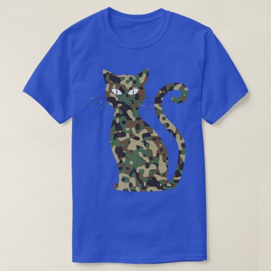猫シルエットカモウパターン Tシャツ (デザイン正面)