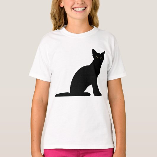 猫シルエットガールズTシャツ Tシャツ (正面)
