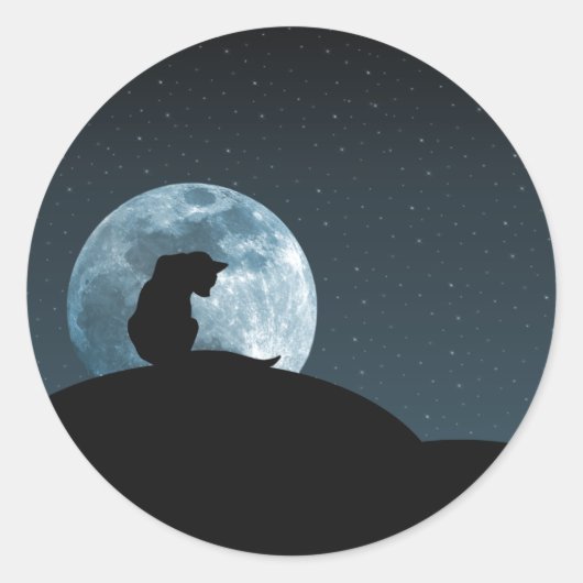 猫シルエットシール ラウンドシール (正面)