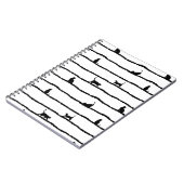 猫シルエットストライプ抽象芸術手描きパターン ノートブック (左側)