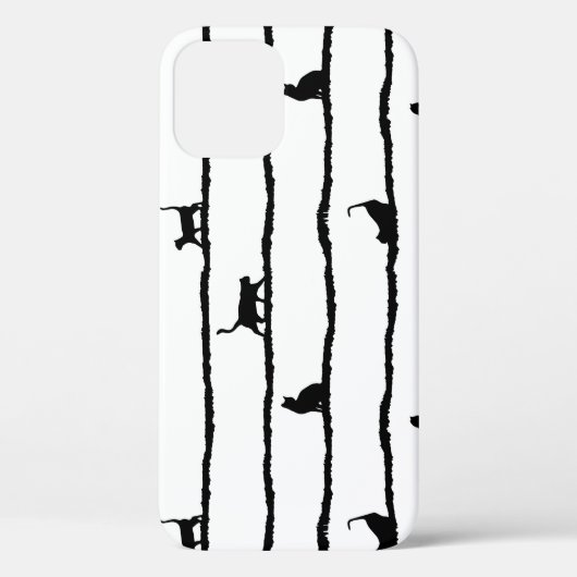 猫シルエットストライプ抽象芸術手描きパターン Case-Mate iPhoneケース (裏面)