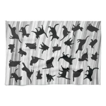 猫シルエットブラック&ホワイトライトグレーウィスピー