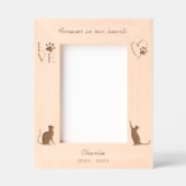 猫シルエットポープリントメモリアル レーザー彫刻フレーム (正面)