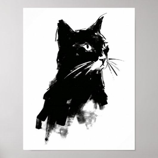 猫シルエット小 ポスター (正面)