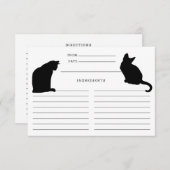 猫シルエット白黒レシピカード 招待状 (正面/裏面)