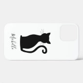 猫シルエット黒白かわいい黒猫 Case-Mate iPhoneケース (裏面 (横))
